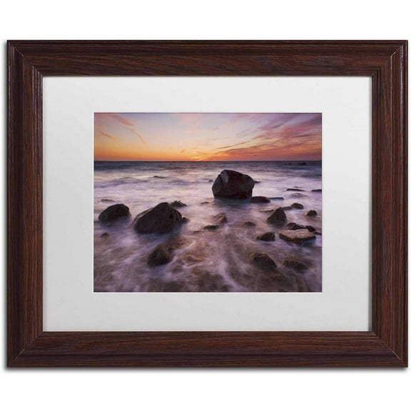 Trademark Fine Art 'Silky Water Rocks' Canvas Art by Michael Blanchette Photography, White Matte, Wood Frame