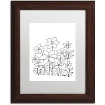 Trademark Fine Art "Simple Flower Doodle 1" Canvas Art by KCDoodleArt White Matte, Wood Frame
