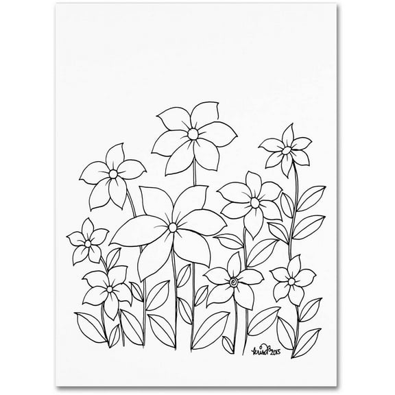 Trademark Fine Art "Simple Flower Doodle 1" Canvas Art by KCDoodleArt