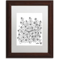 Trademark Fine Art "Simple Flower Doodle 2" Canvas Art by KCDoodleArt White Matte, Wood Frame