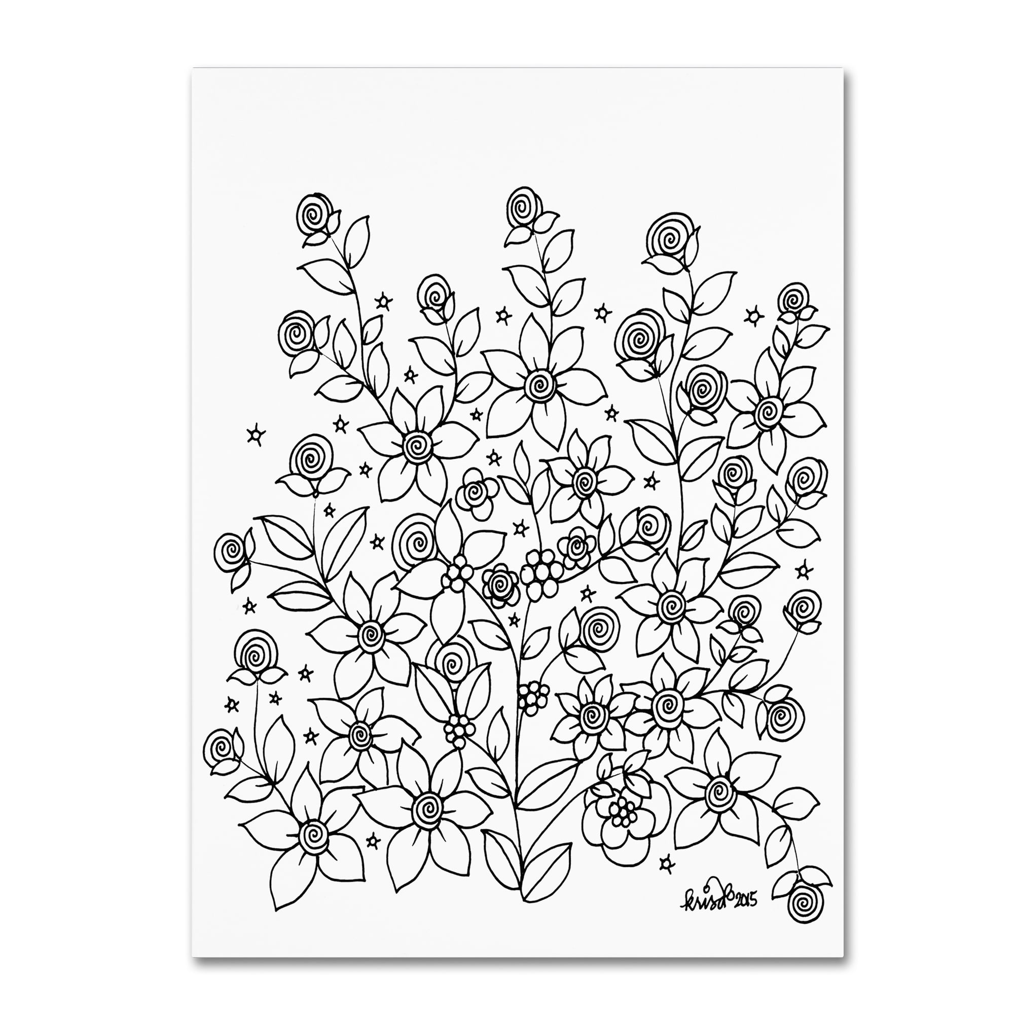 KCDoodleArt 'Simple Flower Doodle 2' Canvas Wall Art 35 x 47 Inches