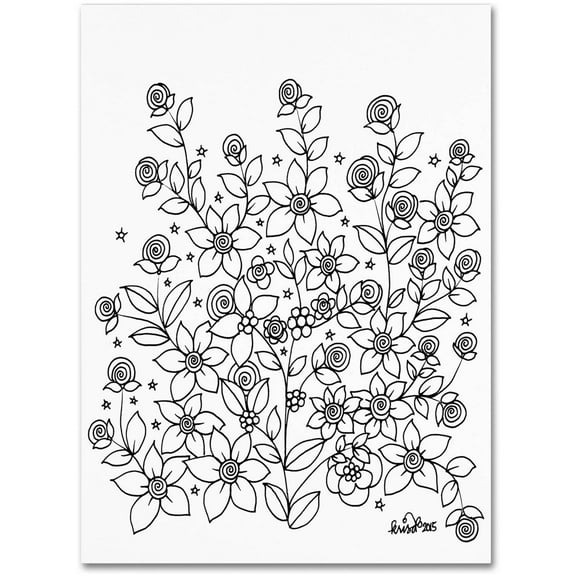 Trademark Fine Art "Simple Flower Doodle 2" Canvas Art by KCDoodleArt