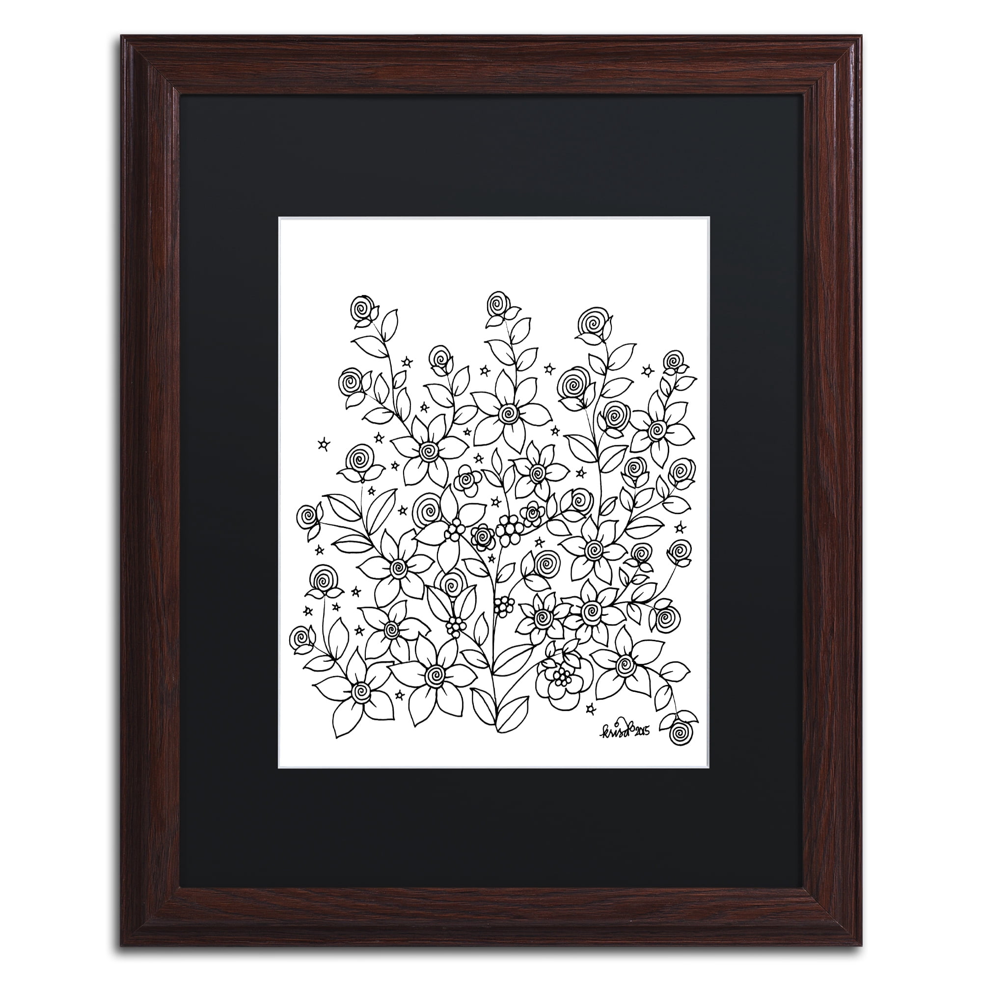 Trademark Fine Art 'Simple Flower Doodle 2' Matted Framed Art by KCDoodleArt