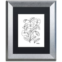 Trademark Fine Art "Simple Flower Doodle 3" Canvas Art by KCDoodleArt Black Matte, Silver Frame