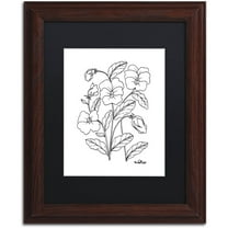 Trademark Fine Art "Simple Flower Doodle 3" Canvas Art by KCDoodleArt Black Matte, Wood Frame