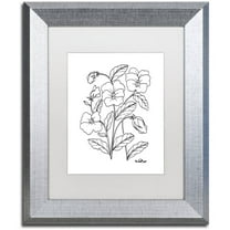 Trademark Fine Art "Simple Flower Doodle 3" Canvas Art by KCDoodleArt White Matte, Silver Frame