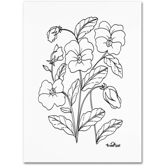 KCDoodleArt 'Simple Flower Doodle 3' 14 x 19 Canvas Art