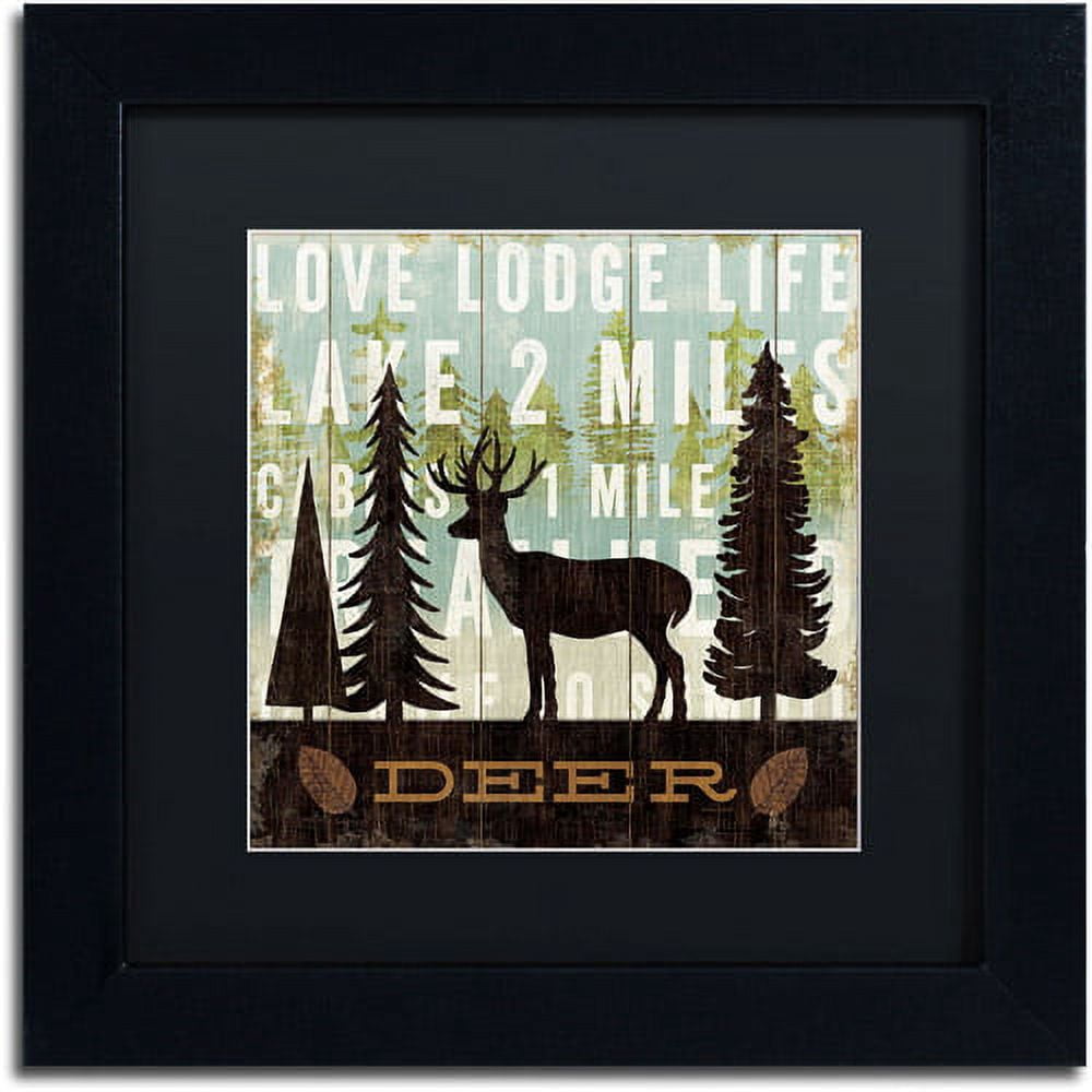 Trademark Fine Art "Simple Living Deer" Canvas Art by Michael Mullan, Black Matte, Black Frame