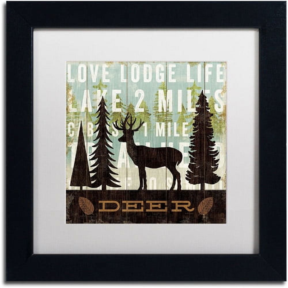 Trademark Fine Art "Simple Living Deer" Canvas Art by Michael Mullan, White Matte, Black Frame
