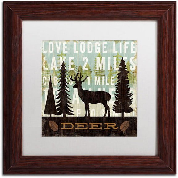 Trademark Fine Art "Simple Living Deer" Canvas Art by Michael Mullan, White Matte, Wood Frame