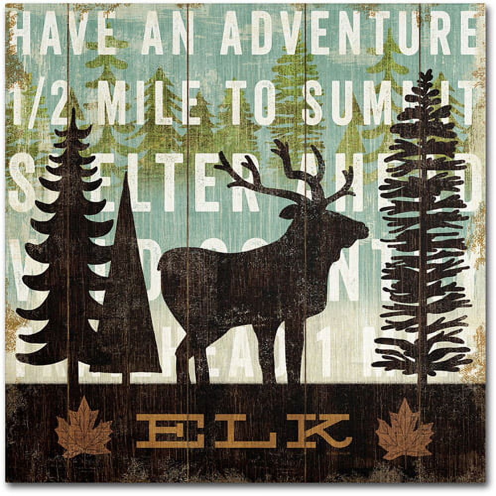 Michael Mullan Rustic Elk Canvas Art in Brown and Green