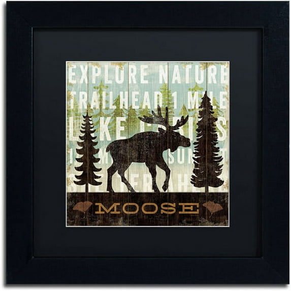 Trademark Fine Art "Simple Living Moose" Canvas Art by Michael Mullan, Black Matte, Black Frame