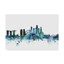 Trademark Fine Art 'Singapore Blue Teal Skyline' Canvas Art by Michael Tompsett