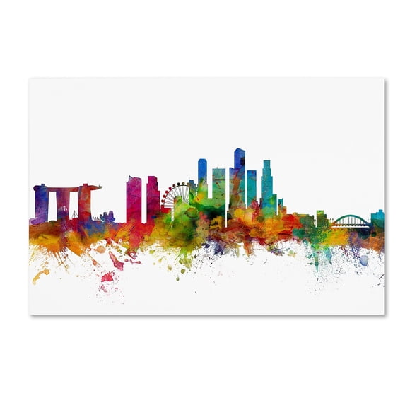 Trademark Fine Art "Singapore Skyline" Canvas Art by Michael Tompsett