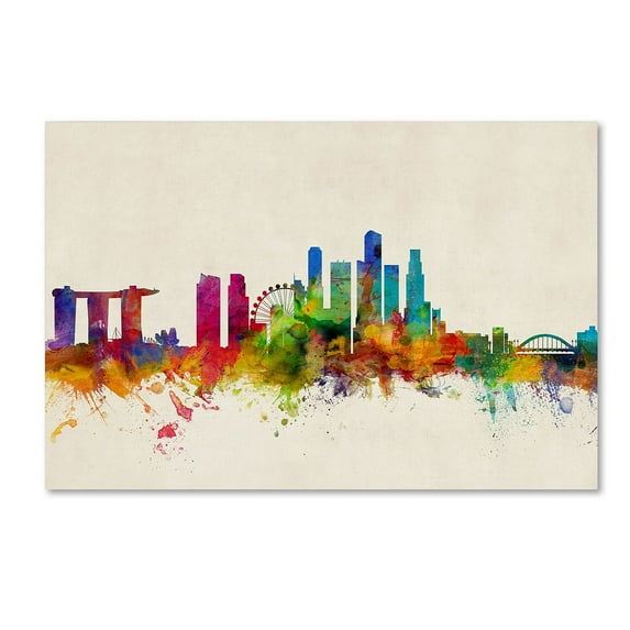 Trademark Fine Art "Singapore Skyline" Canvas Art by Michael Tompsett