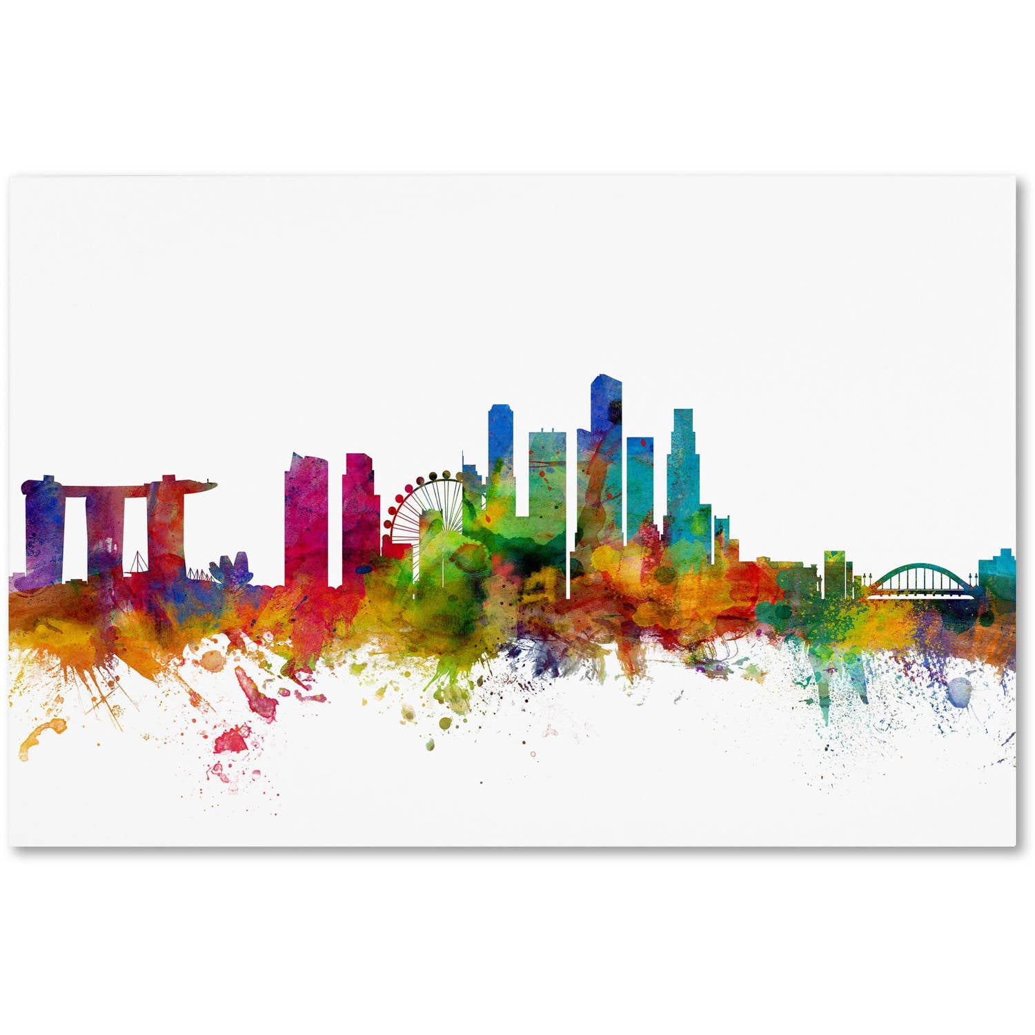 Trademark Fine Art ''Singapore Skyline'' by Michael Tompsett 30" x 47" Canvas Art (MT0783-C3047GG)