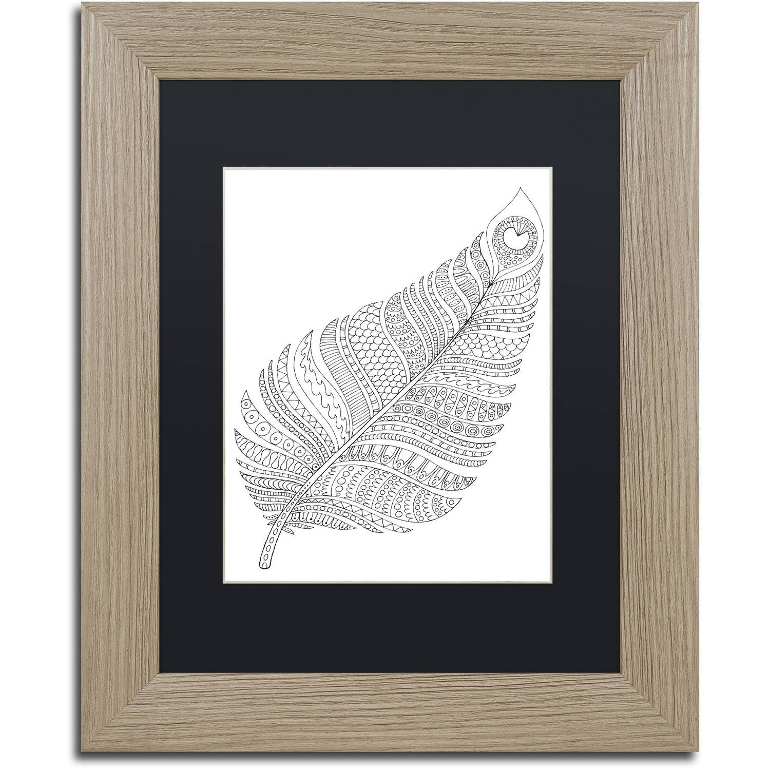 Trademark Fine Art "Single Feather" Canvas Art by Hello Angel, Black Matte, Birch Frame