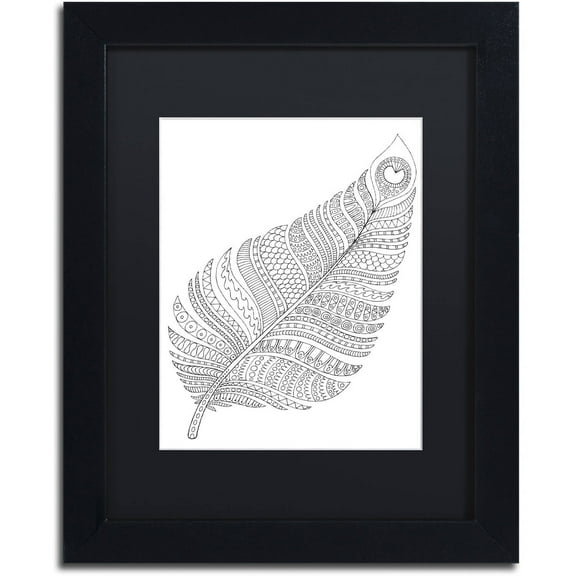 Trademark Fine Art "Single Feather" Canvas Art by Hello Angel, Black Matte, Black Frame
