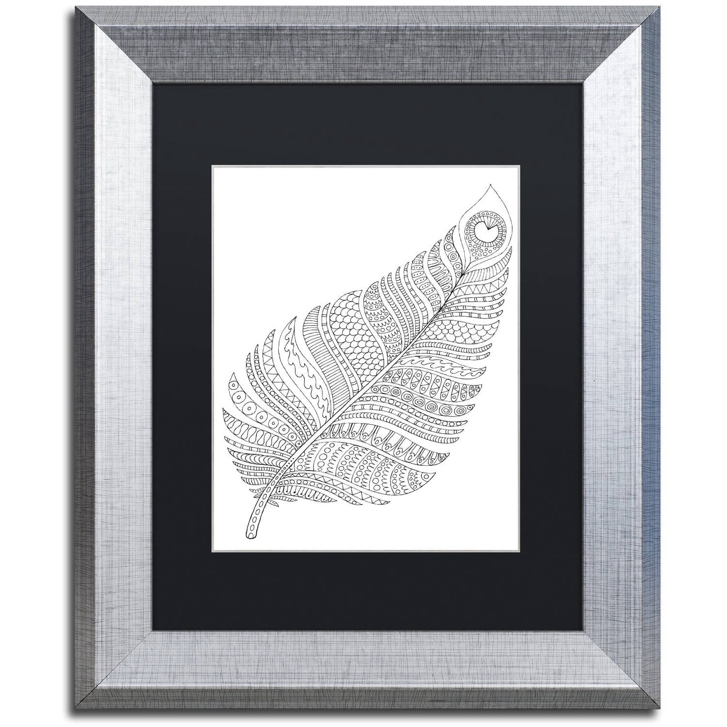 Trademark Fine Art "Single Feather" Canvas Art by Hello Angel, Black Matte, Silver Frame