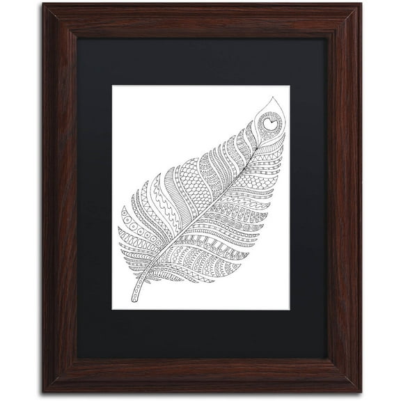 Trademark Fine Art "Single Feather" Canvas Art by Hello Angel, Black Matte, Wood Frame