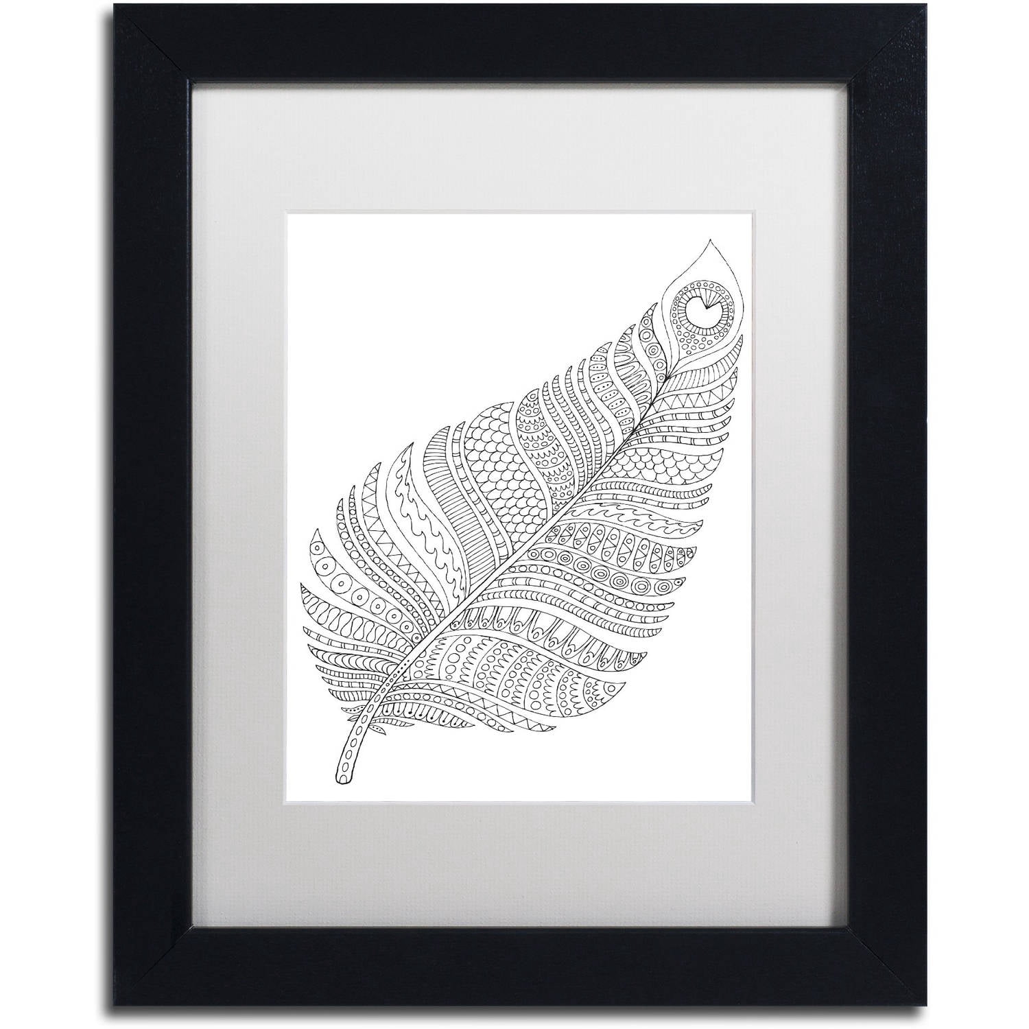Trademark Fine Art "Single Feather" Canvas Art by Hello Angel, White Matte, Black Frame