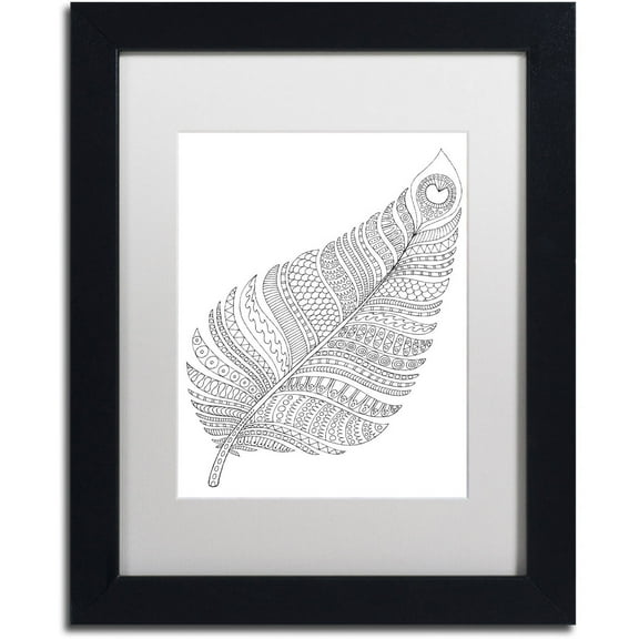 Trademark Fine Art "Single Feather" Canvas Art by Hello Angel, White Matte, Black Frame
