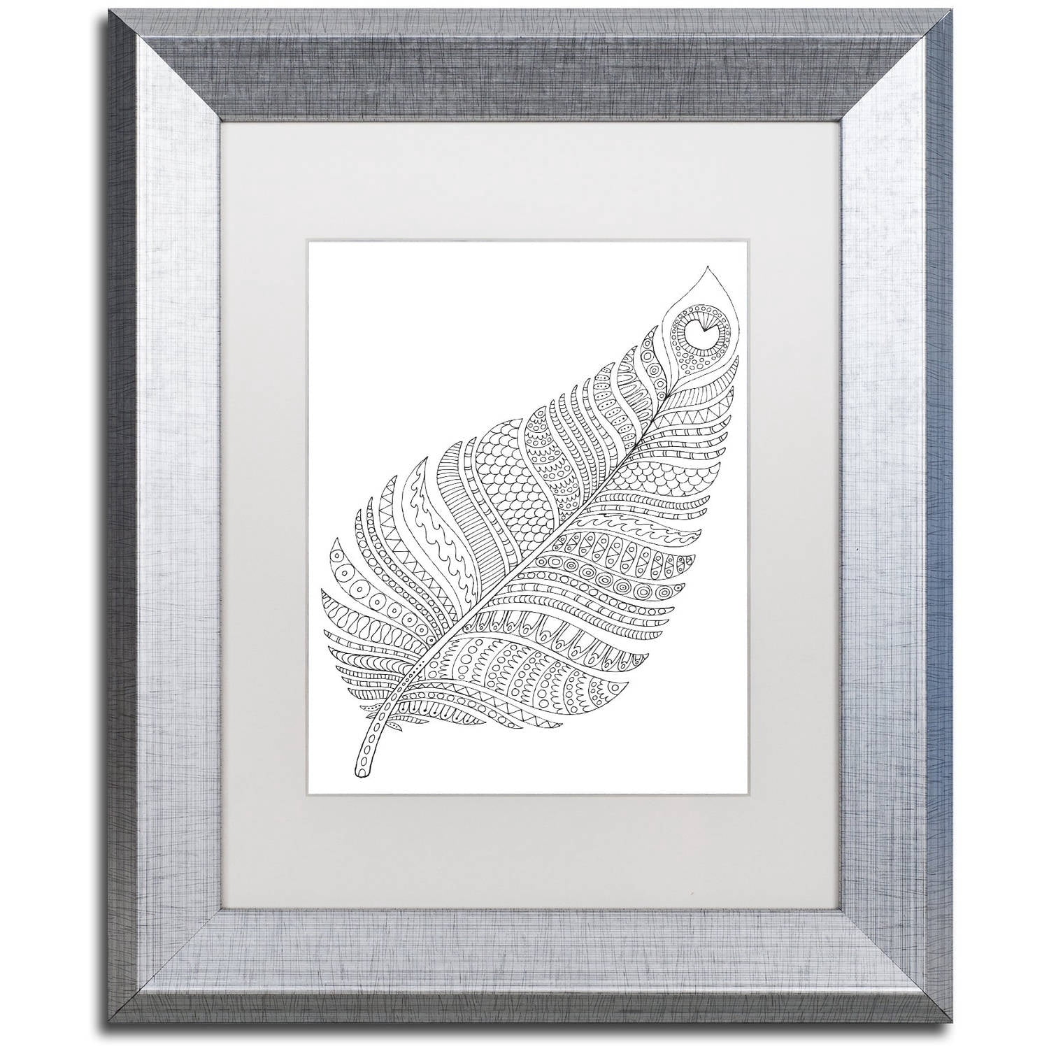 Trademark Fine Art "Single Feather" Canvas Art by Hello Angel, White Matte, Silver Frame