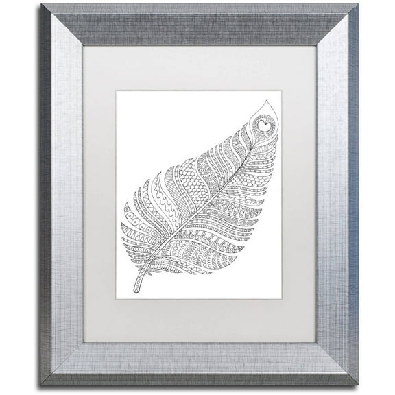 Trademark Fine Art "Single Feather" Canvas Art by Hello Angel, White Matte, Silver Frame