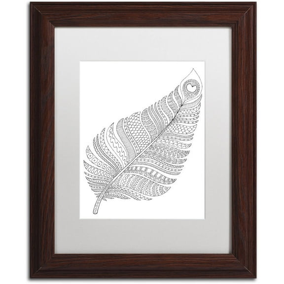 Trademark Fine Art "Single Feather" Canvas Art by Hello Angel, White Matte, Wood Frame