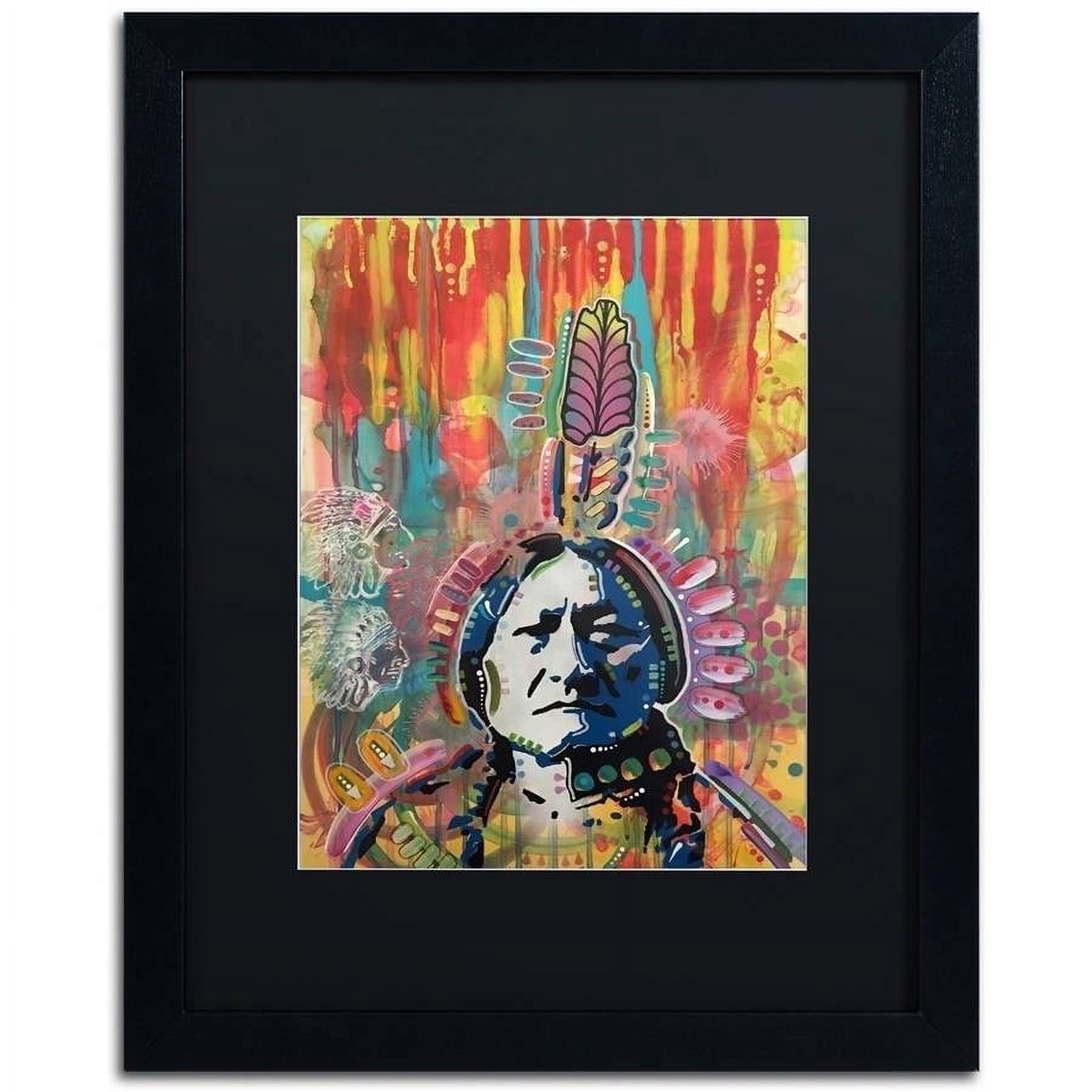 Trademark Fine Art "Sitting Bull 1" Canvas Art by Dean Russo, Black Matte, Black Frame