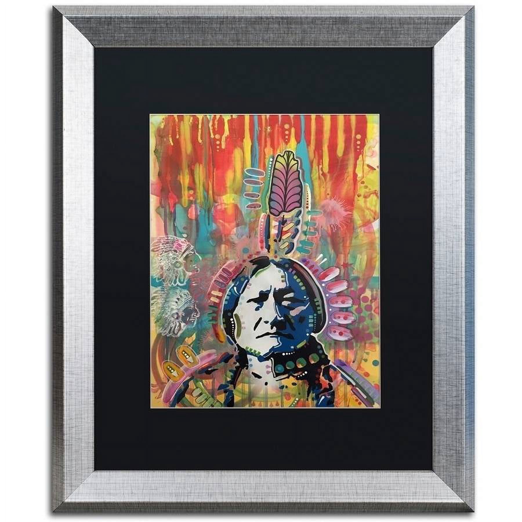 Trademark Fine Art "Sitting Bull 1" Canvas Art by Dean Russo, Black Matte, Silver Frame