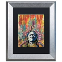 Trademark Fine Art "Sitting Bull 1" Canvas Art by Dean Russo, Black Matte, Silver Frame