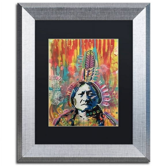 Trademark Fine Art "Sitting Bull 1" Canvas Art by Dean Russo, Black Matte, Silver Frame