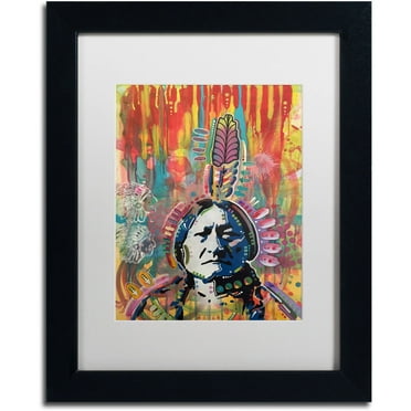 Trademark Fine Art "Sitting Bull 1" Canvas Art by Dean Russo, White Matte, Black Frame
