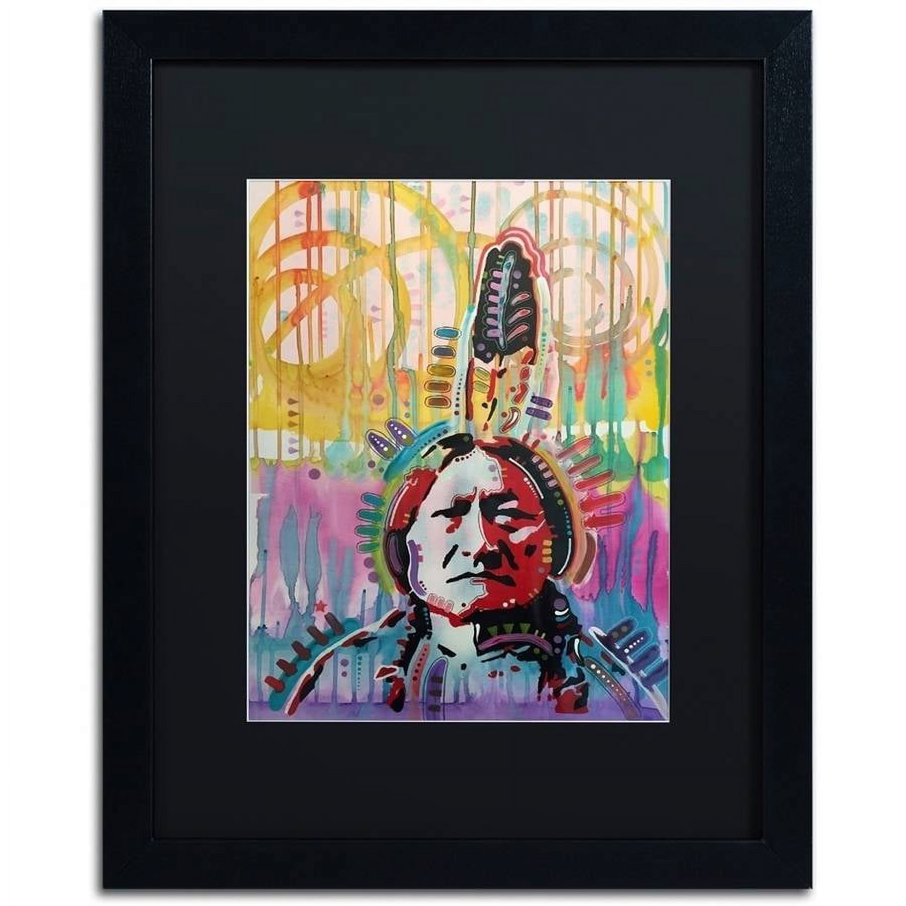 Trademark Fine Art "Sitting Bull 2" Canvas Art by Dean Russo, Black Matte, Black Frame