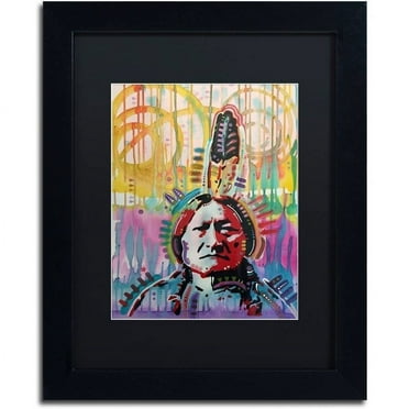 Trademark Fine Art "Sitting Bull 2" Canvas Art by Dean Russo, Black Matte, Black Frame