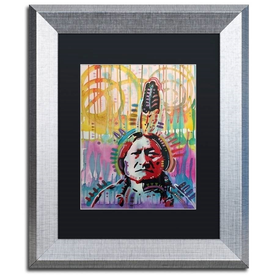 Trademark Fine Art "Sitting Bull 2" Canvas Art by Dean Russo, Black Matte, Silver Frame