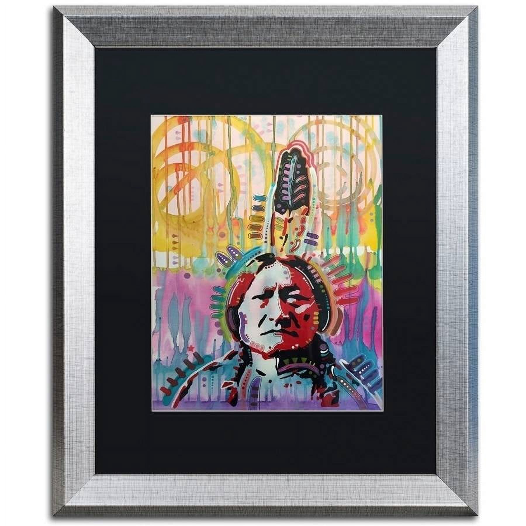 Trademark Fine Art "Sitting Bull 2" Canvas Art by Dean Russo, Black Matte, Silver Frame