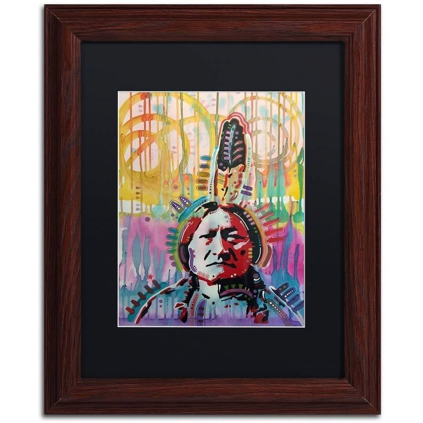Trademark Fine Art "Sitting Bull 2" Canvas Art by Dean Russo, Black Matte, Wood Frame