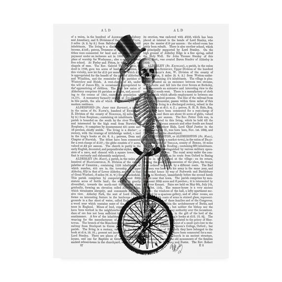 Trademark Fine Art 'Skeleton On Unicycle' Canvas Art by Fab Funky