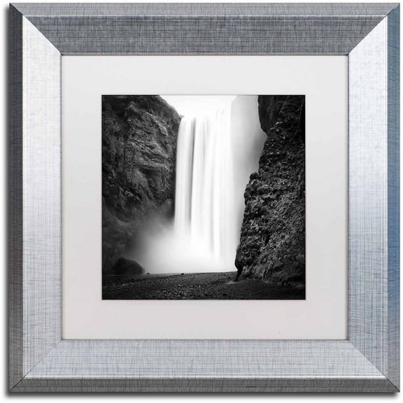 Trademark Fine Art 'Skogafoss' Canvas Art by Philippe Sainte-Laudy, White Matte, Silver Frame