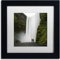 Trademark Fine Art 'Skogafoss for Two' Canvas Art by Philippe Sainte-Laudy, White Matte, Black Frame