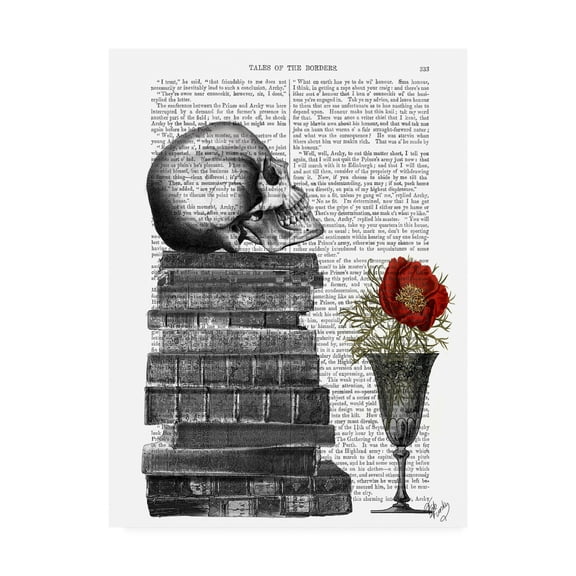 Trademark Fine Art 'Skull And Books' Canvas Art by Fab Funky