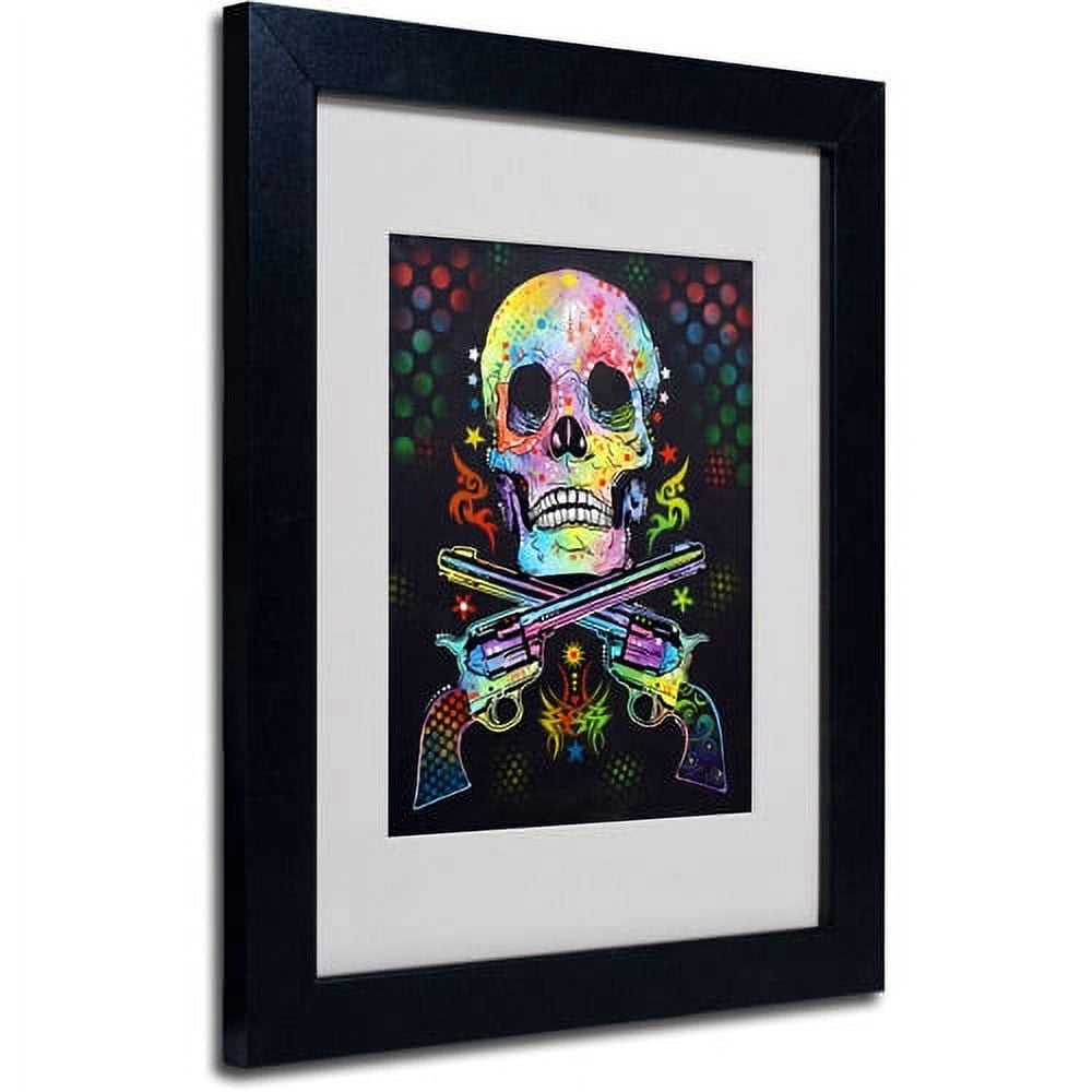 Trademark Fine Art "Skull and Guns" Canvas Art by Dean Russo, Black Frame