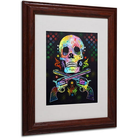 Trademark Fine Art "Skull and Guns" Canvas Art by Dean Russo, Wood Frame