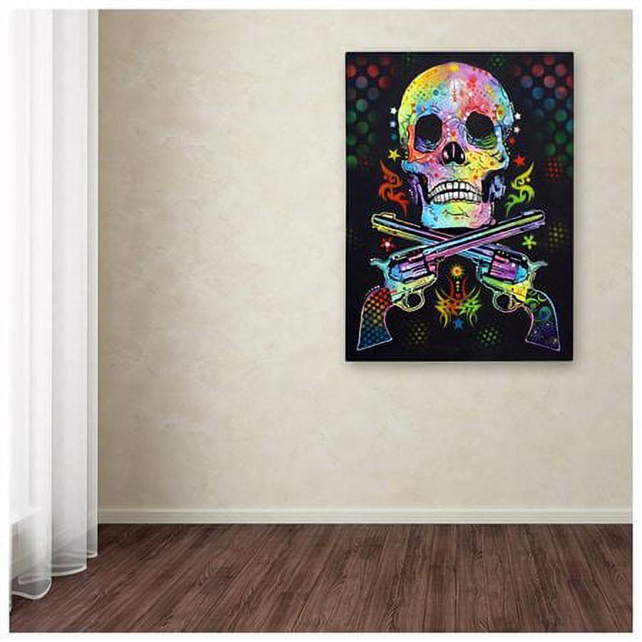 Trademark Fine Art "Skull and Guns" Canvas Art by Dean Russo