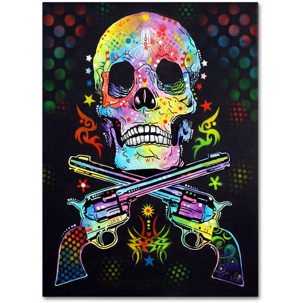 Trademark Fine Art "Skull and Guns" Canvas Art by Dean Russo