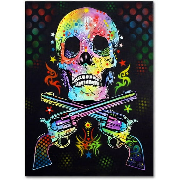 Trademark Fine Art "Skull and Guns" Canvas Art by Dean Russo