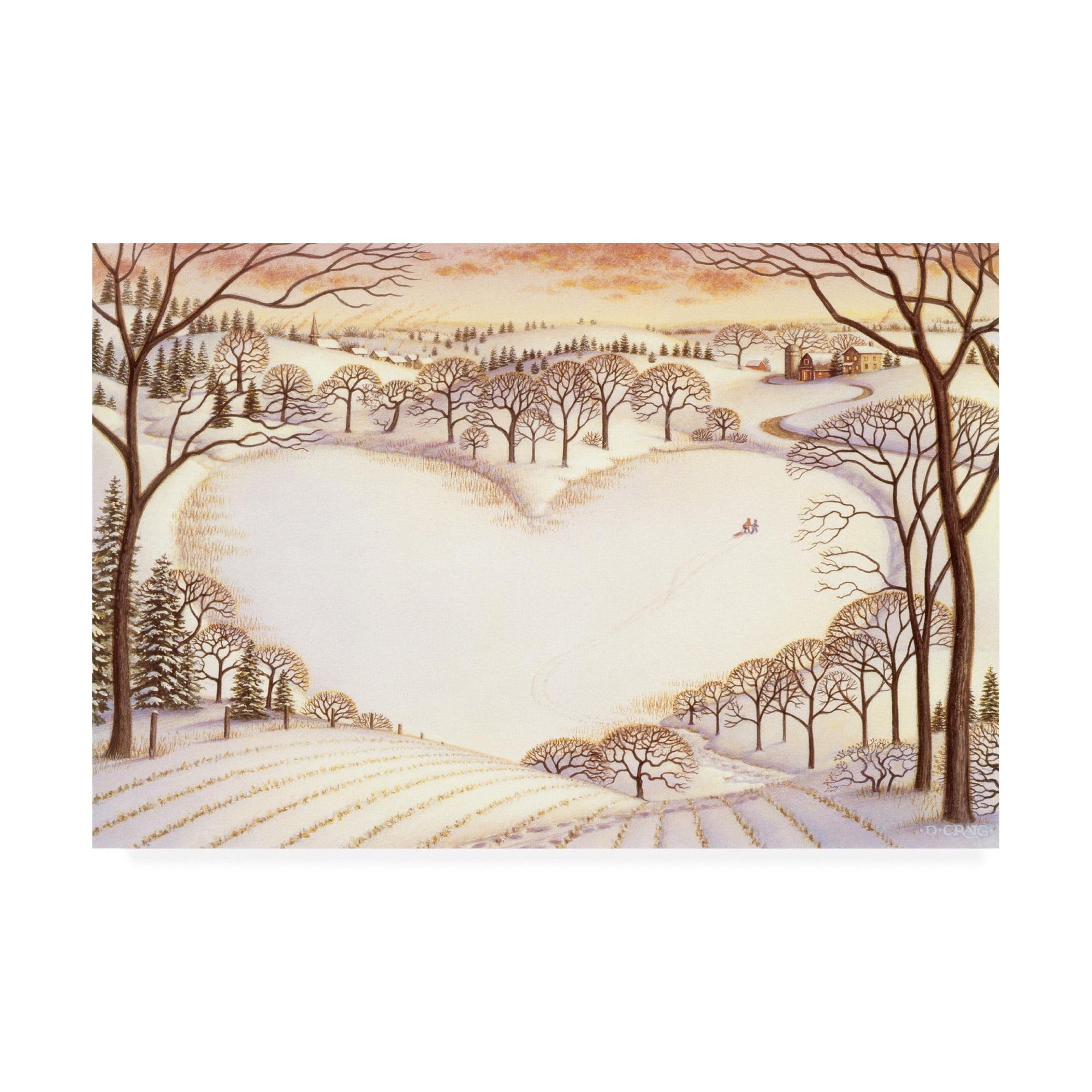 Trademark Fine Art 'Sledding' Canvas Art by Dan Craig