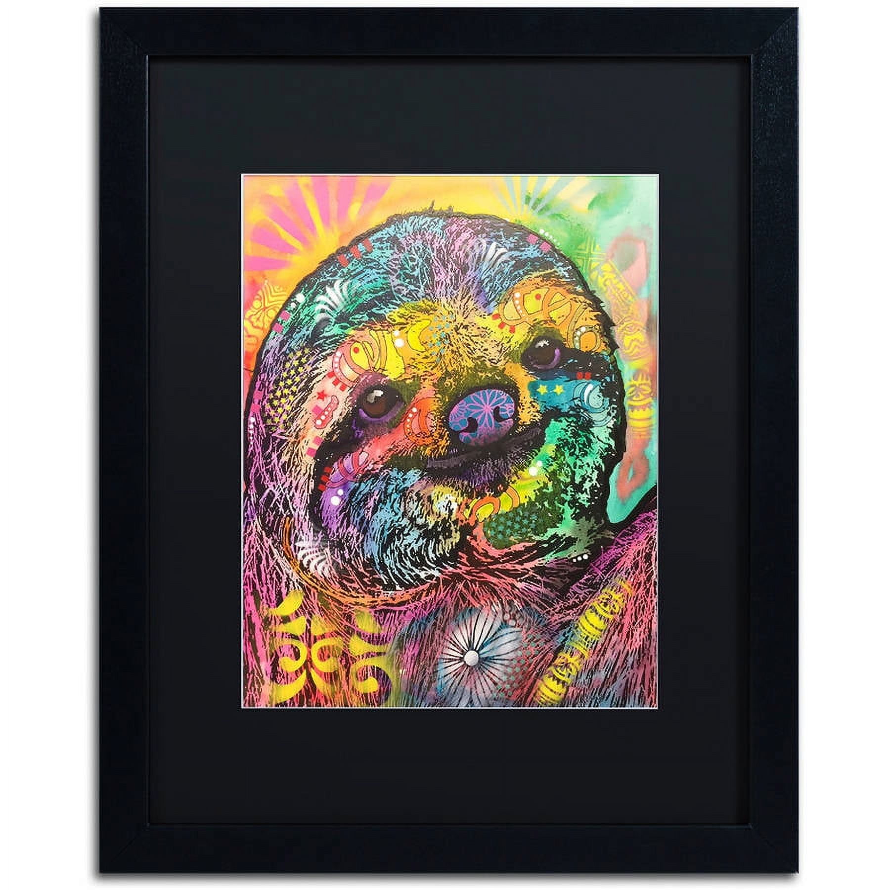 Trademark Fine Art "Sloth" Canvas Art by Dean Russo, Black Matte, Black Frame